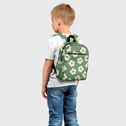 Детский рюкзак Цветочки-смайлики: темно-зеленый паттерн, цвет: 3D-принт — фото 2