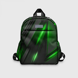 Детский рюкзак Черные пластины с зеленым свечением, цвет: 3D-принт