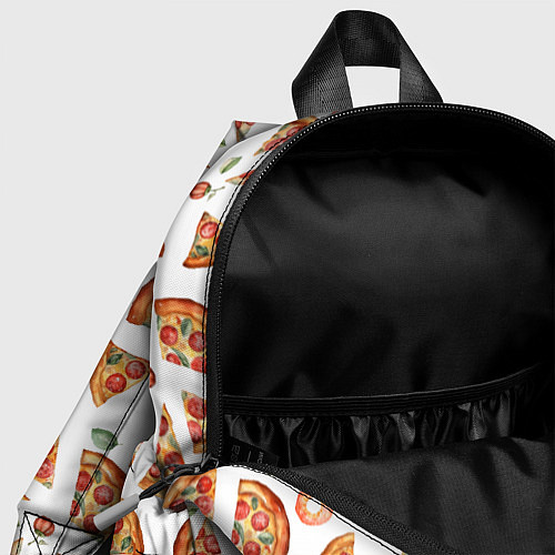 Детский рюкзак Кусочки пиццы - паттерн на белом / 3D-принт – фото 4
