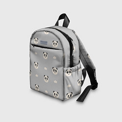 Детский рюкзак Пандочки и облачка - паттерн серый, цвет: 3D-принт — фото 2