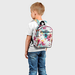 Детский рюкзак Орхидеи акварельные брызги - паттерн, цвет: 3D-принт — фото 2