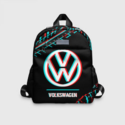 Детский рюкзак Значок Volkswagen в стиле glitch на темном фоне, цвет: 3D-принт