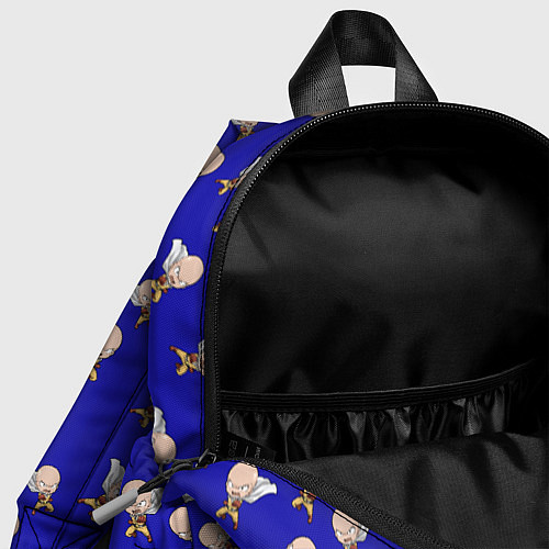 Детский рюкзак Ванпанчмен паттерн синий фон / 3D-принт – фото 4