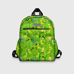 Детский рюкзак Зеленые волнистые попугайчики, цвет: 3D-принт