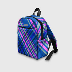 Детский рюкзак Синий ассиметричный узор с розовыми косыми полосам, цвет: 3D-принт — фото 2