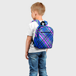 Детский рюкзак Синий ассиметричный узор с розовыми косыми полосам, цвет: 3D-принт — фото 2