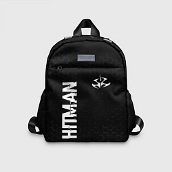 Детский рюкзак Hitman glitch на темном фоне: надпись, символ, цвет: 3D-принт