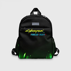 Детский рюкзак Cyberpunk 2077 phantom liberty green fire logo, цвет: 3D-принт