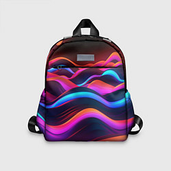 Детский рюкзак Неоновые фиолетовые волны, цвет: 3D-принт