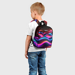 Детский рюкзак Неоновые фиолетовые волны, цвет: 3D-принт — фото 2