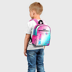 Детский рюкзак Skyrim neon gradient style: надпись, символ, цвет: 3D-принт — фото 2