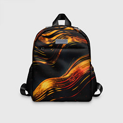 Детский рюкзак Темные золотые волнистые линии, цвет: 3D-принт