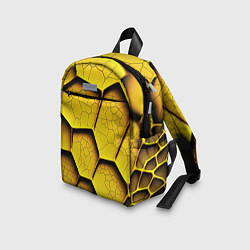 Детский рюкзак Желтые шестиугольники с трещинами - объемная текст, цвет: 3D-принт — фото 2