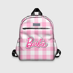 Детский рюкзак Барби лого розовая клетка, цвет: 3D-принт