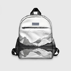 Детский рюкзак Минималистичный пейзаж чб, цвет: 3D-принт