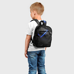 Детский рюкзак Черные плиты и синяя неоновая линия, цвет: 3D-принт — фото 2