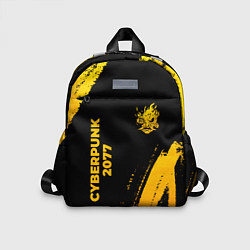Детский рюкзак Cyberpunk 2077 - gold gradient: надпись, символ, цвет: 3D-принт