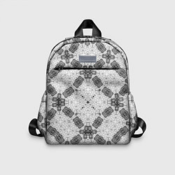 Детский рюкзак Черно-белый ажурный кружевной узор Геометрия, цвет: 3D-принт