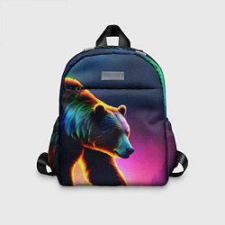 Детский рюкзак Неоновый светящийся медведь гризли, цвет: 3D-принт