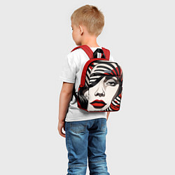Детский рюкзак Портрет девушки с красной помадой, цвет: 3D-принт — фото 2
