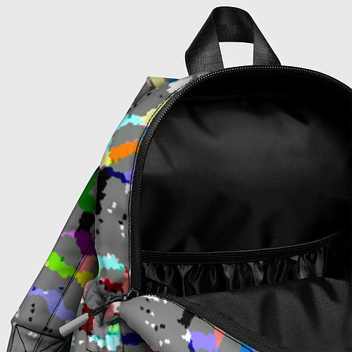 Детский рюкзак Серая абстракция с цветными элементами / 3D-принт – фото 4