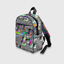 Детский рюкзак Серая абстракция с цветными элементами, цвет: 3D-принт — фото 2