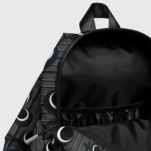 Детский рюкзак Черные и белые круги на сером / 3D-принт – фото 4
