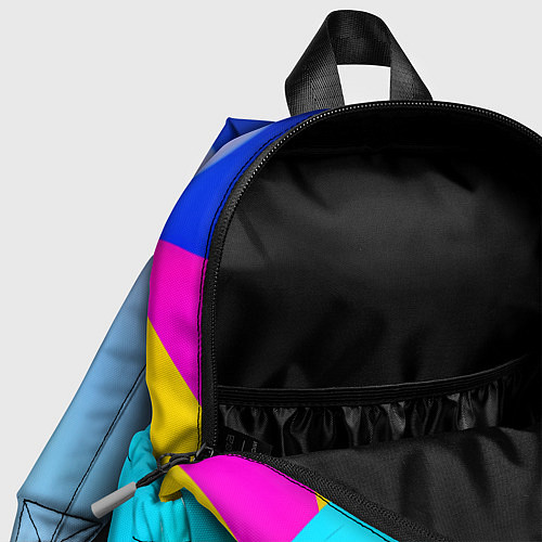 Детский рюкзак Девушка с циановым лицом и жёлтыми зрачками / 3D-принт – фото 4