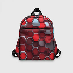 Детский рюкзак Cyber hexagon red, цвет: 3D-принт