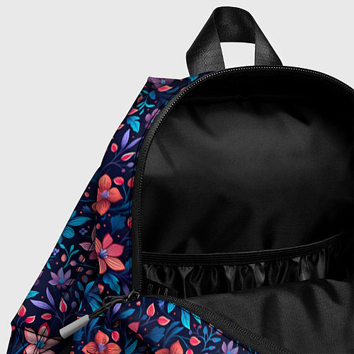 Детский рюкзак Цветочный паттерн в синих и сиреневых тонах / 3D-принт – фото 4