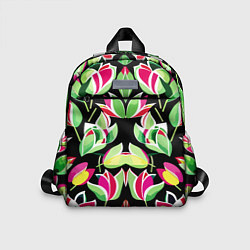 Детский рюкзак Зеркальный паттерн из тюльпанов - мода, цвет: 3D-принт