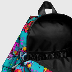 Детский рюкзак Паттерн из ярких черепов - поп-арт - мода, цвет: 3D-принт — фото 2
