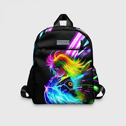 Детский рюкзак Огненная девчонка - киберпанк - неоновое свечение, цвет: 3D-принт