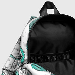 Детский рюкзак Дракон Хаку в стиле тату: белый и бирюзовый паттер, цвет: 3D-принт — фото 2