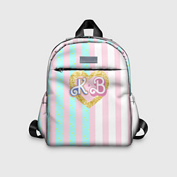 Детский рюкзак Кен плюс Барби: сплит розовых и голубых полосок, цвет: 3D-принт