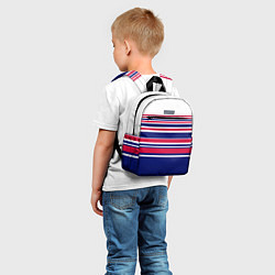 Детский рюкзак Красные и синие полосы на белом фоне, цвет: 3D-принт — фото 2