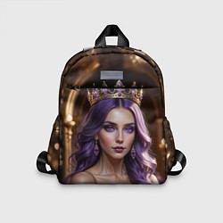 Детский рюкзак Девушка с фиолетовыми волосами в короне, цвет: 3D-принт