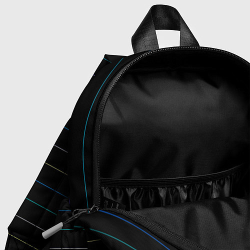 Детский рюкзак Разноцветные полосы на чёрном / 3D-принт – фото 4