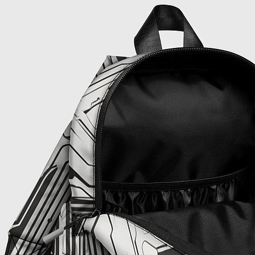 Детский рюкзак Белые полосы на чёрном фоне / 3D-принт – фото 4