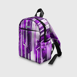 Детский рюкзак Киберпанк полосы белый и фиолетовый, цвет: 3D-принт — фото 2