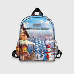 Детский рюкзак Новогодняя деревня и снеговик