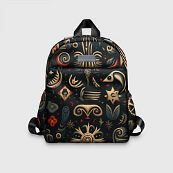 Детский рюкзак Абстрактный узор в славянском стиле на тёмном фоне, цвет: 3D-принт