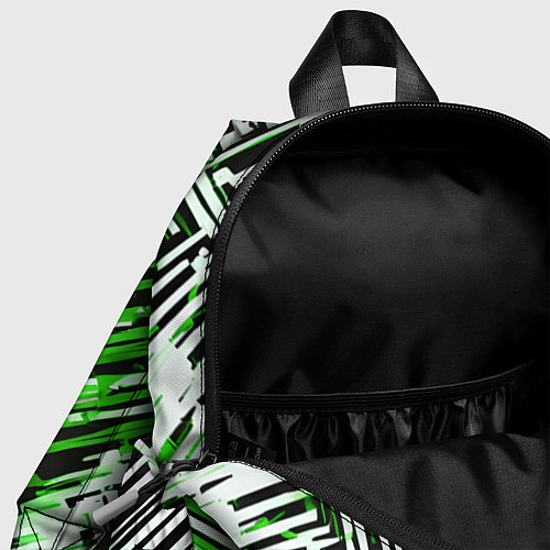 Детский рюкзак Киберпанк линии белые и зелёные / 3D-принт – фото 4