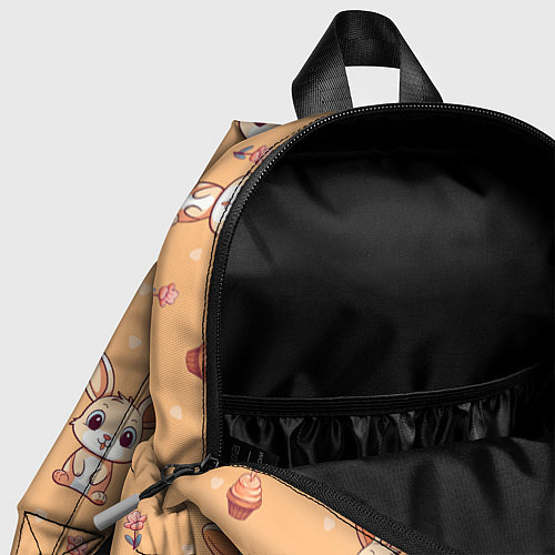 Детский рюкзак Узор с зайчиками на персиковом фоне / 3D-принт – фото 4