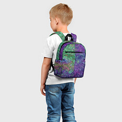 Детский рюкзак Вьющийся узор фиолетовый и зелёный, цвет: 3D-принт — фото 2