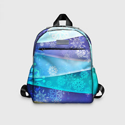 Детский рюкзак Абстрактный синий волнистый фон со снежинками, цвет: 3D-принт