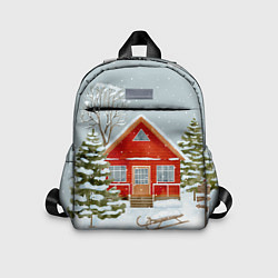 Детский рюкзак Красный дом в зимнем лесу, цвет: 3D-принт