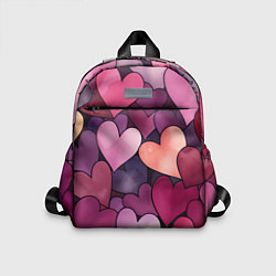 Детский рюкзак Много акварельных сердец, цвет: 3D-принт