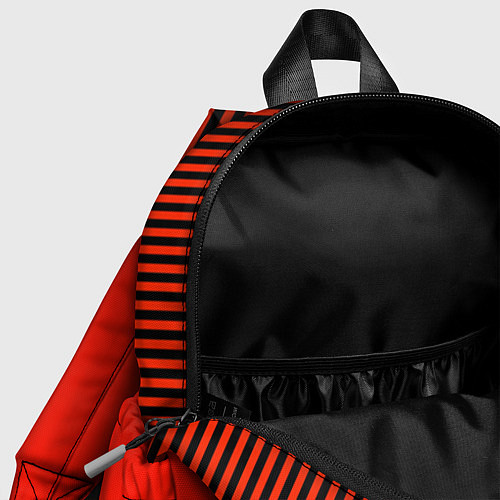 Детский рюкзак Оранжево черный комбинированный узор в полоску / 3D-принт – фото 4