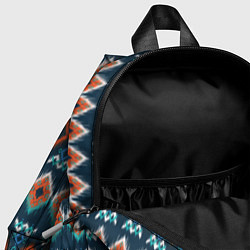 Детский рюкзак Орнамент икат синий оранжевый, цвет: 3D-принт — фото 2